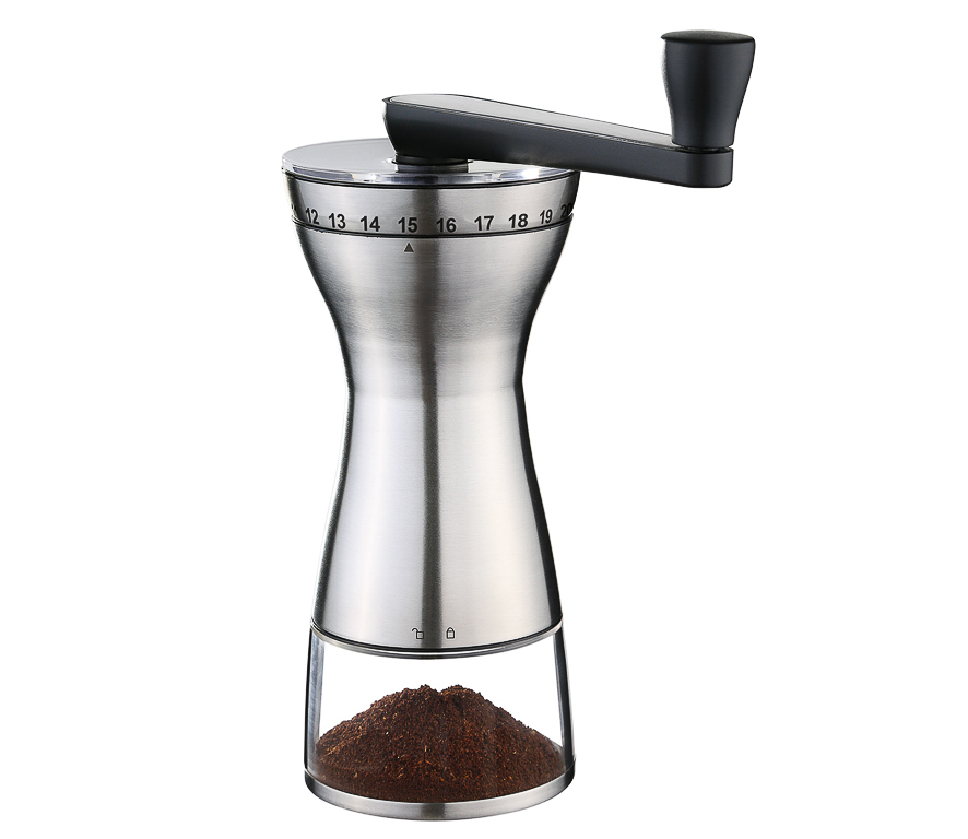 Kaffeemühle in Edelstahl - 9,5x21,5x10,5 (BxHxL in cm) Kaffeemühle in Edelstahl - 9,5x21,5x10,5 (BxHxL in cm)