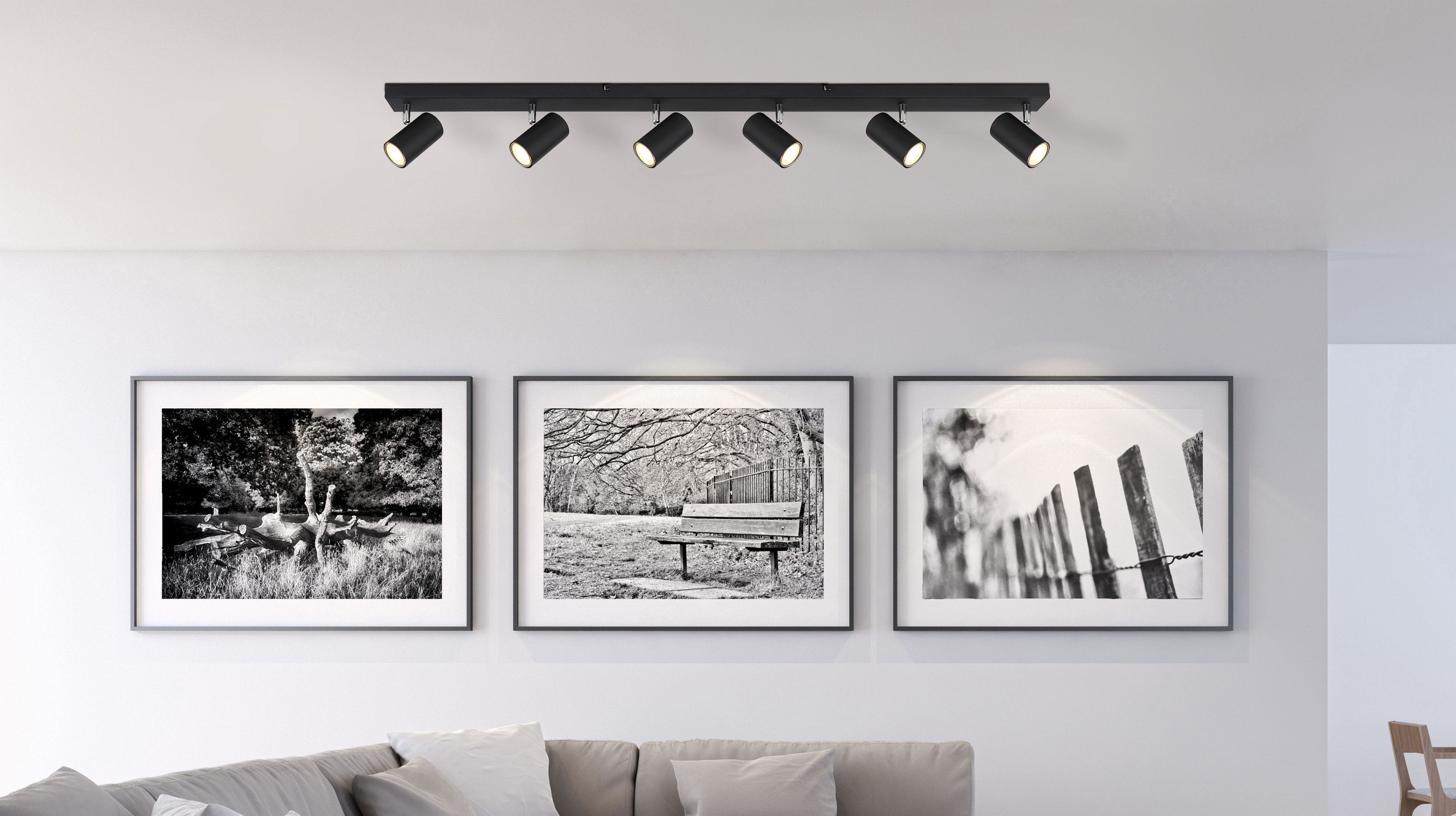 Strahler 6-flg., Robby schwarz matt, verchromt