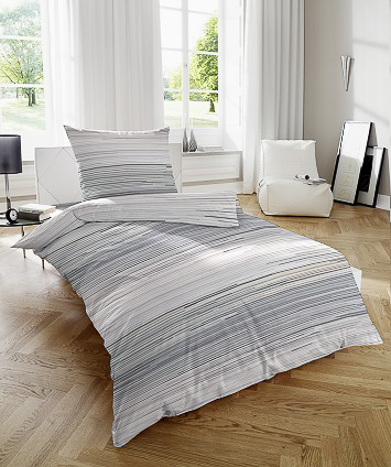 243193-087 - Bettwäsche-Set, 135 x 200 cm + 80 x 80 cm - 087 Grau