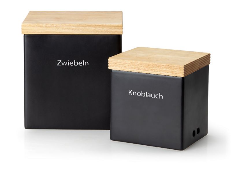 Vorratsdose mit Holzdeckel - 18x15x20,5 cm, schwarz