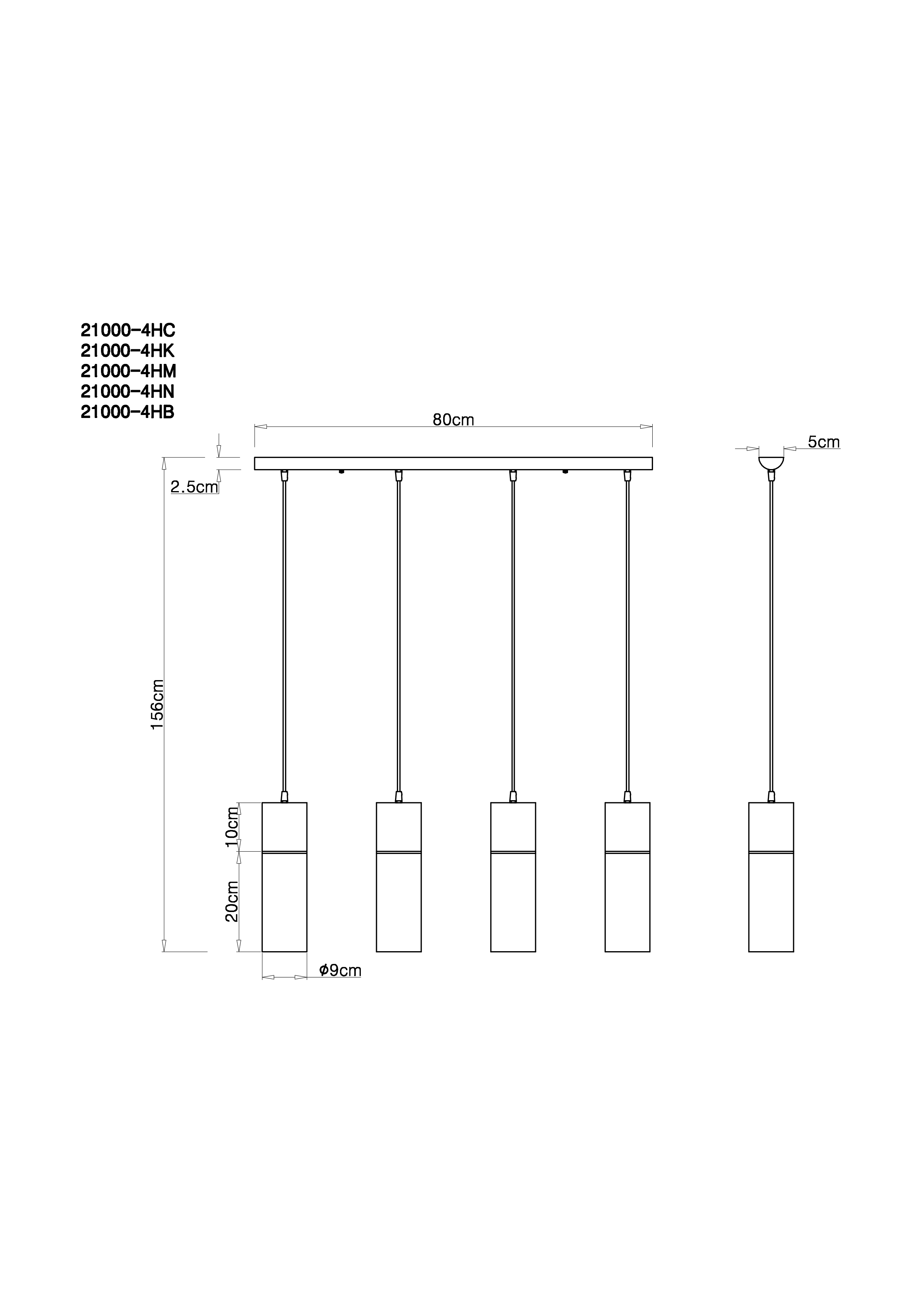 Hängeleuchte Annika 4-flg., schwarz matt