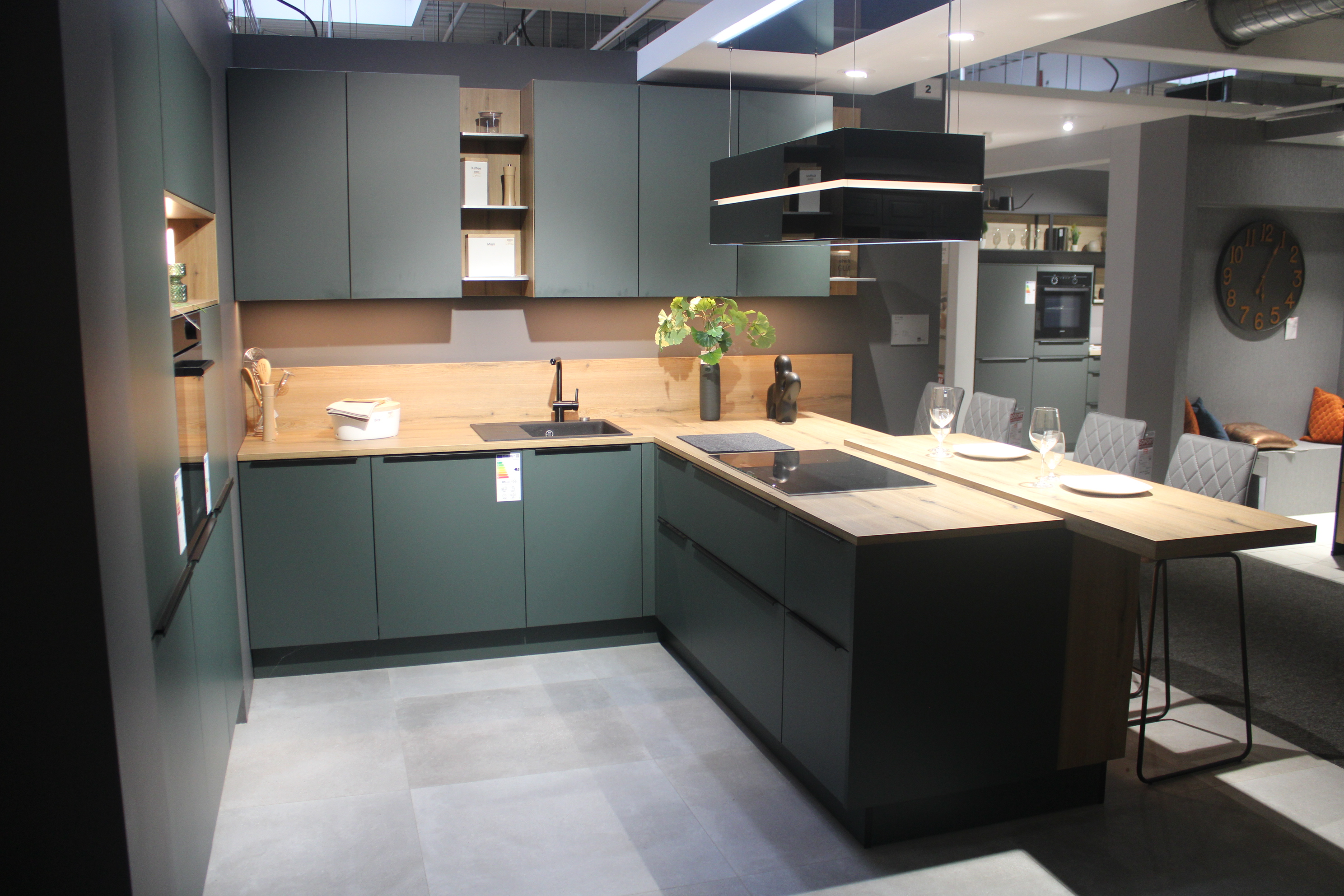 Musterküche, Black Green, Intrerliving 3110