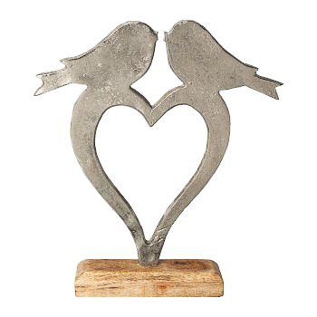 Objekt auf Holzfuss in Aluminium Silber, Holz - 22x28x5 (BxHxT in cm)