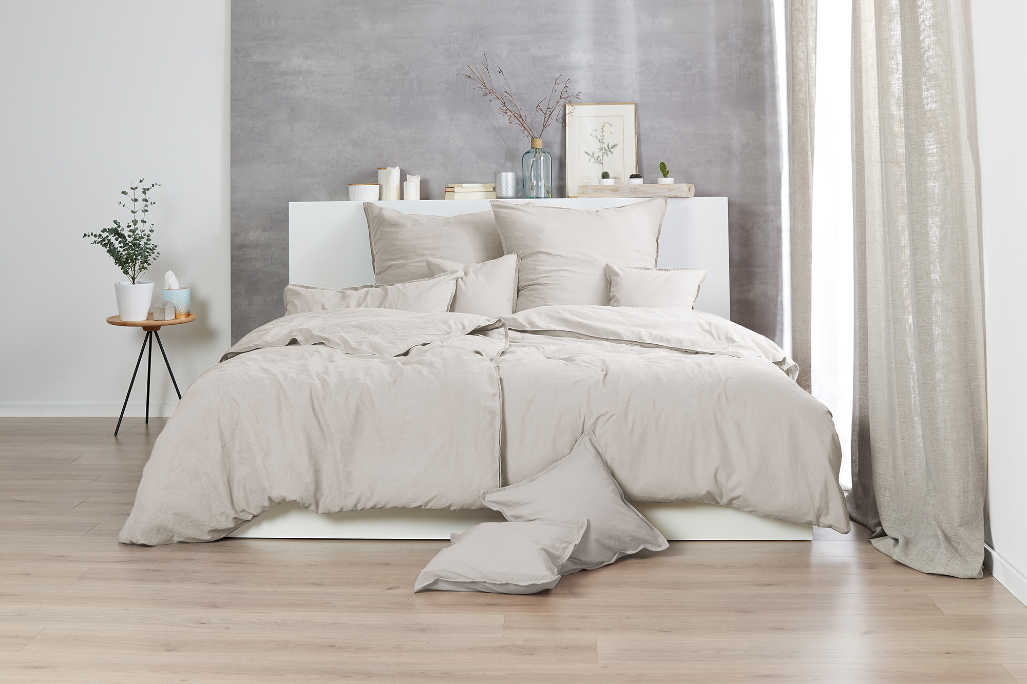 Renforce-Bettwäsche Stonewashed, leinen