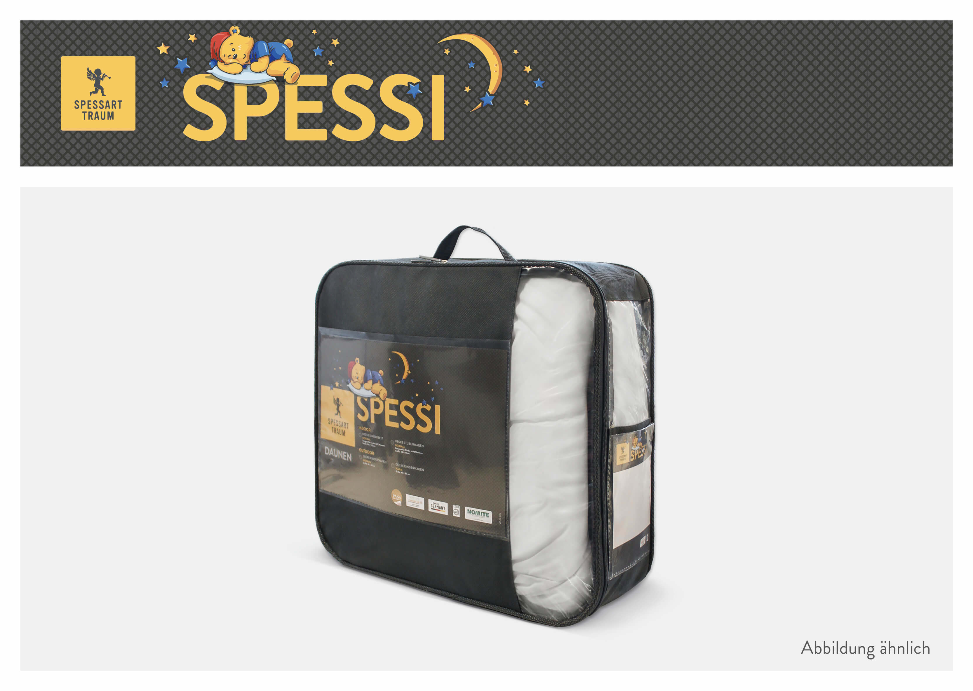 Daunensteppdecke, 100 x 135 cm, 100 g in Baumwolle, Weiß