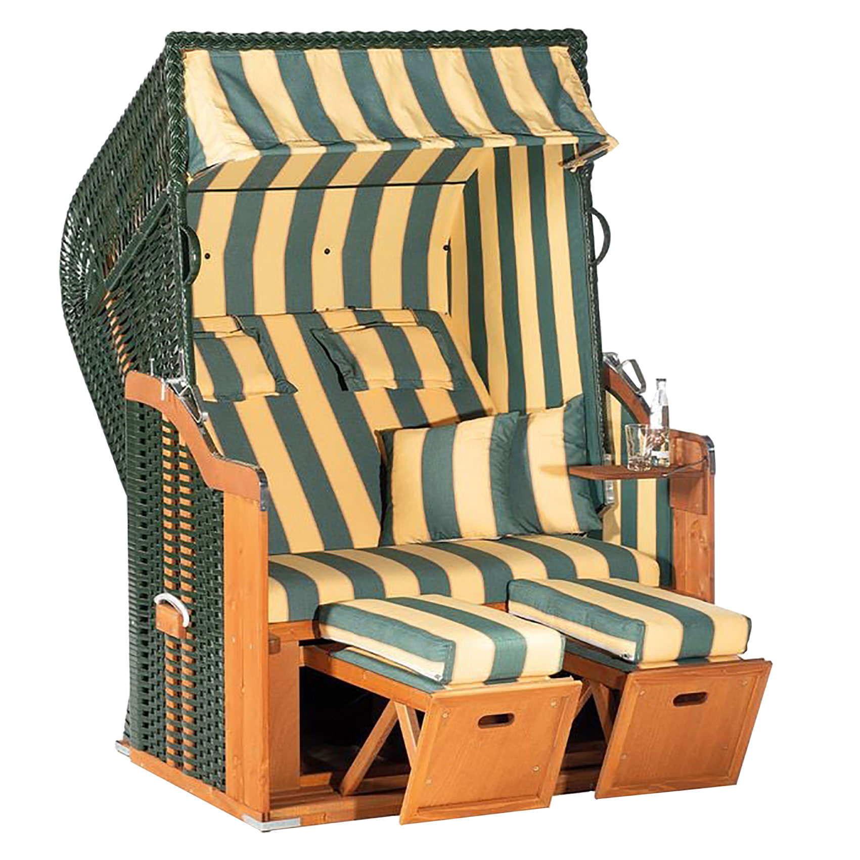 Gartenstrandkorb Rustikal 250 Plus, grün, 2-Sitzer, 125x160x90 cm