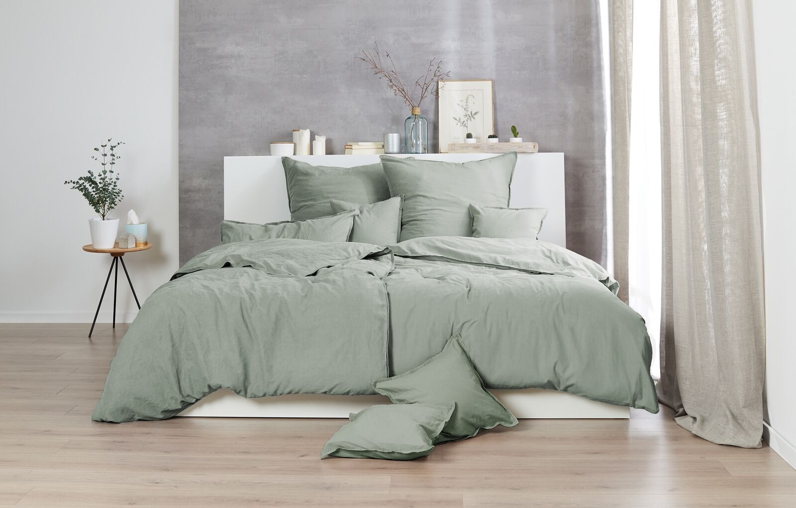 Renforce-Bettwäsche Stonewashed, olive