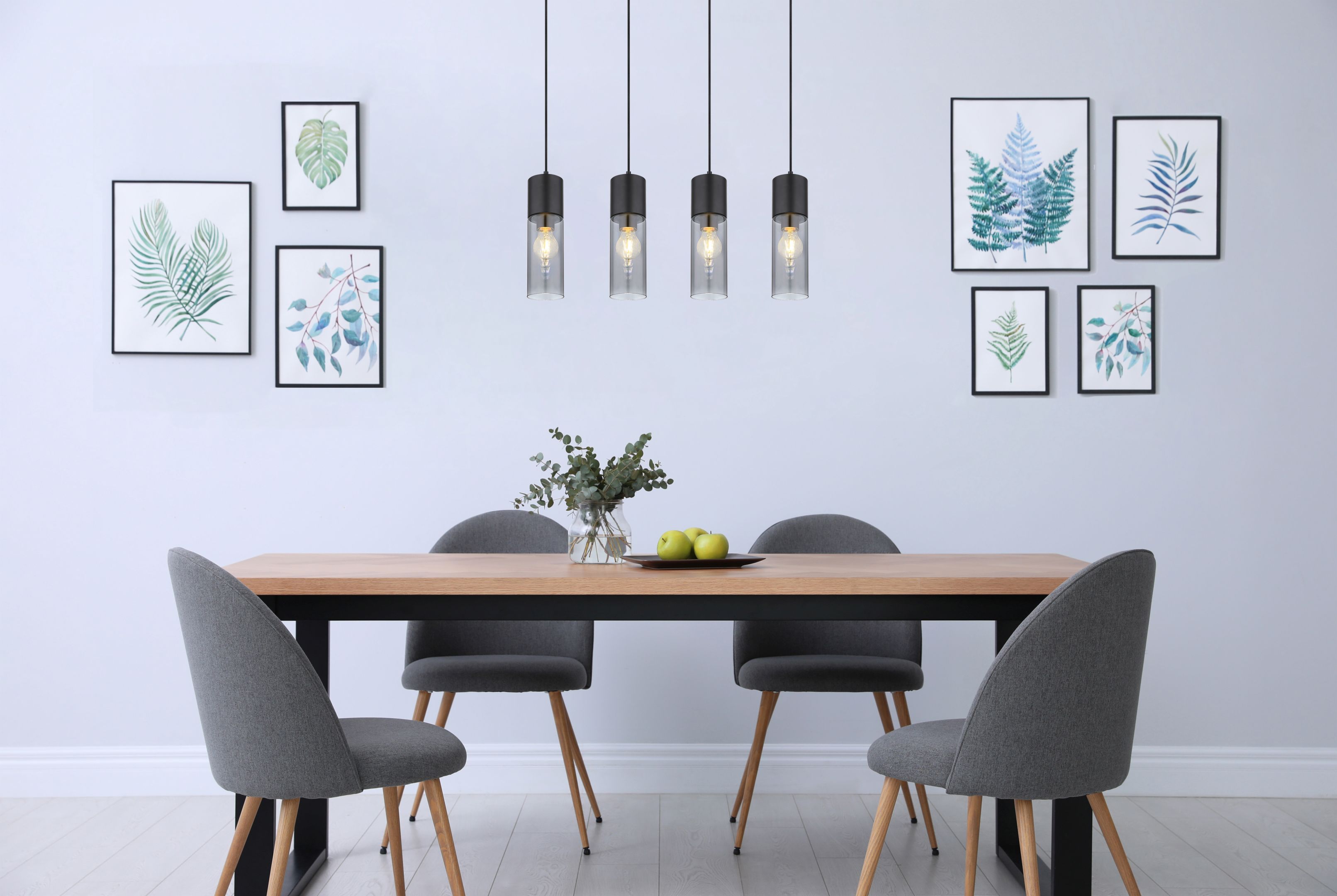 Hängeleuchte Annika 4-flg., schwarz matt