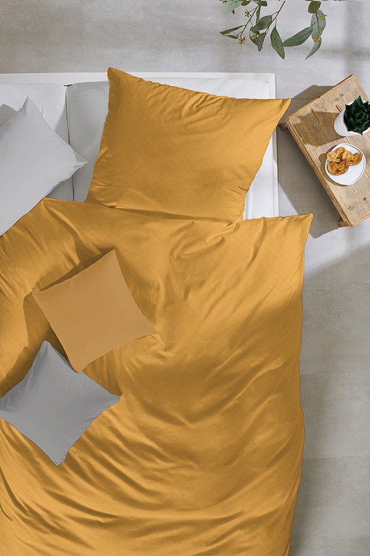 243500-176 - Bettwäsche-Set, 135 x 200 cm + 80 x 80 cm - 176 Senf