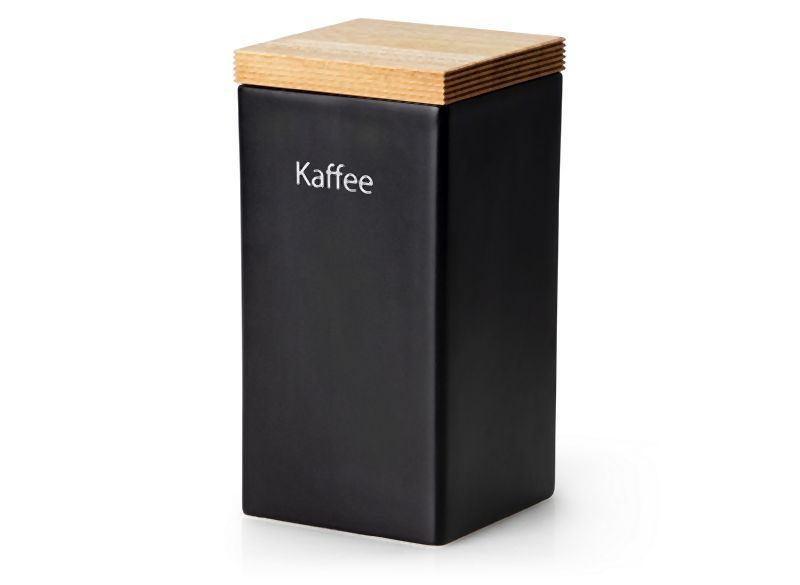 Vorratsdose mit Holzdeckel - 10x10x20 cm, schwarz