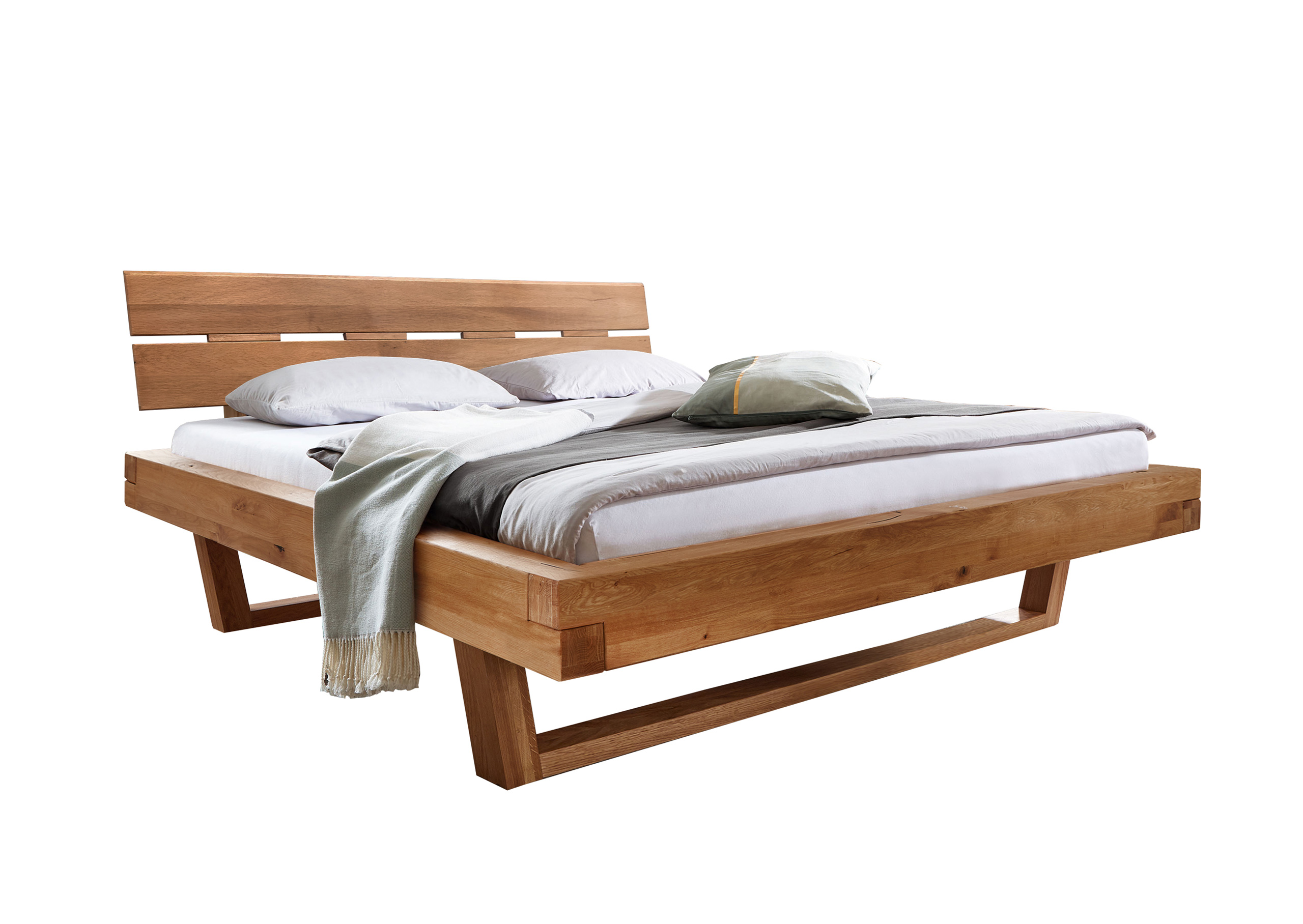 Futonbett, Balkenbett- Wildeiche massiv